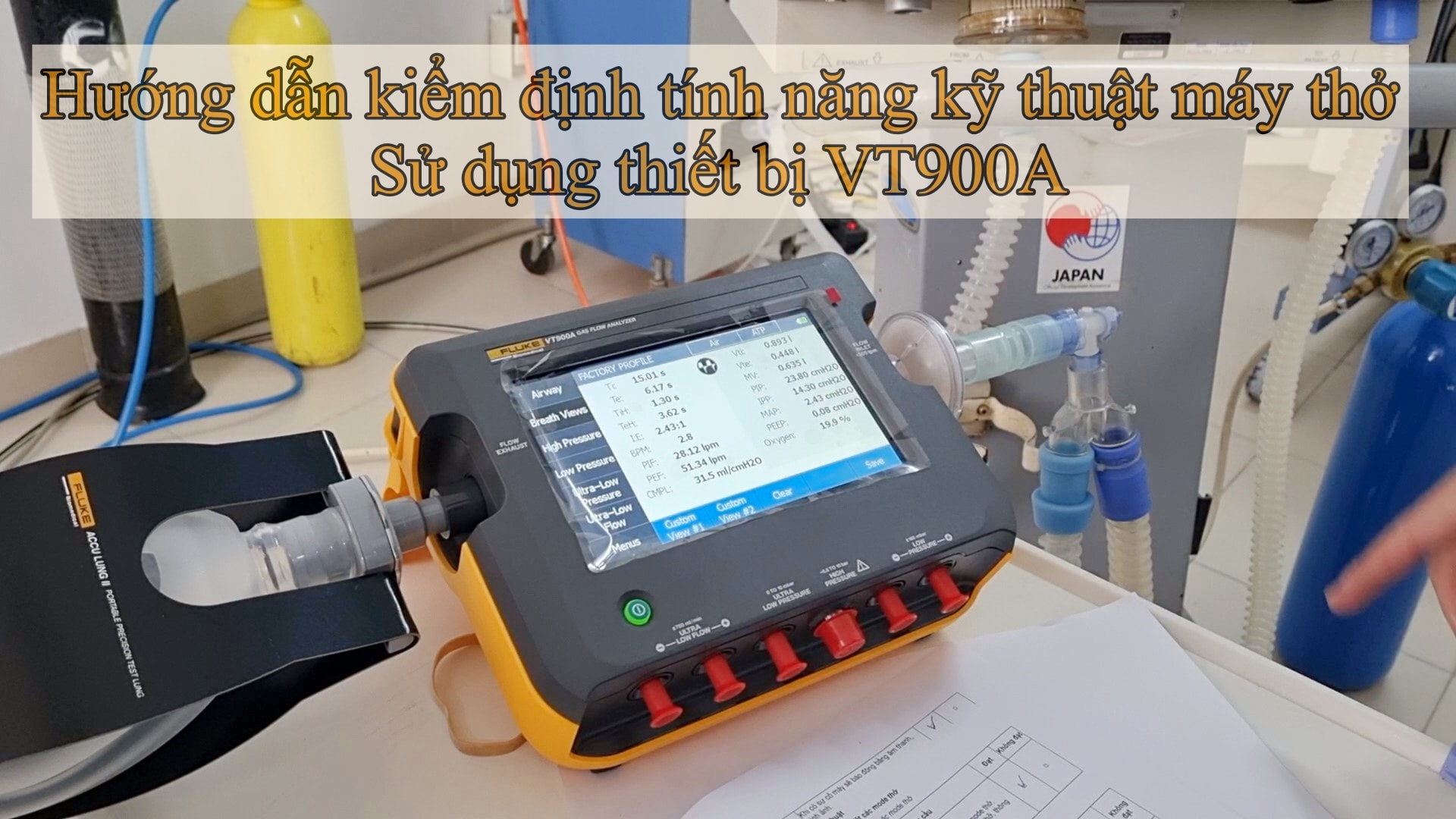 Video này giới thiệu về việc sử dụng thiết bị VT900A của Fluke Biomedical thực hiện việc kiểm định tính năng kỹ thuật của máy thở theo quy trình Kiểm định An toàn và tính năng kỹ thuật, ban hành cùng Thông tư 33/2020/TT-BYT. Do các tính năng thở của máy gây mê kèm thở nhìn chung có sự tương đồng với máy thở, quy trình này có thể áp dụng để kiểm định chức năng hỗ trợ thở của máy gây mê kèm thở.